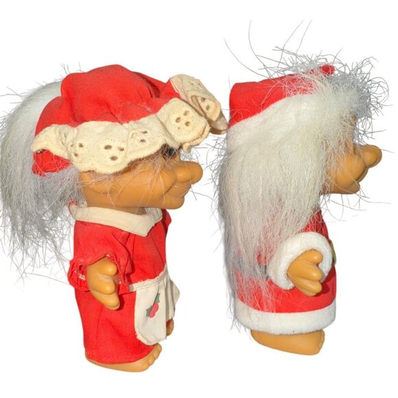 2 Vintage Troll Dolls 4 1/2" Russ Christmas Mr & Mrs Santa Claus - Picture 5 of 9